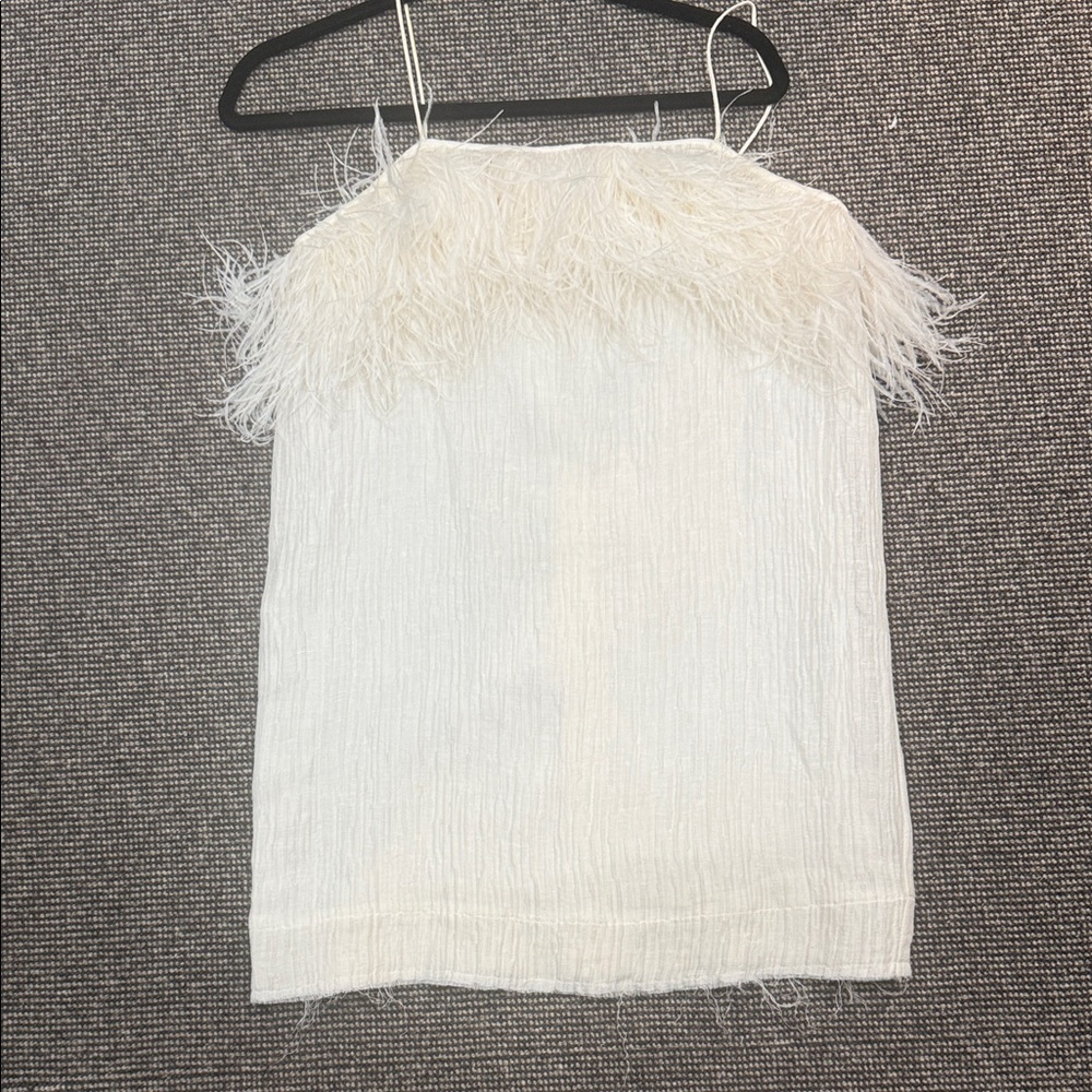 Aje Elegant White Feathered Mini Dress